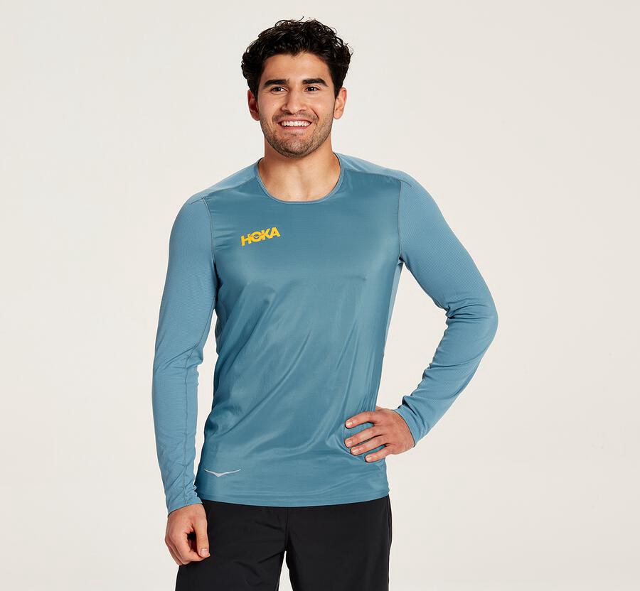 Hoka One One Wind - Men Tops - Blue,Australia PVD-865471